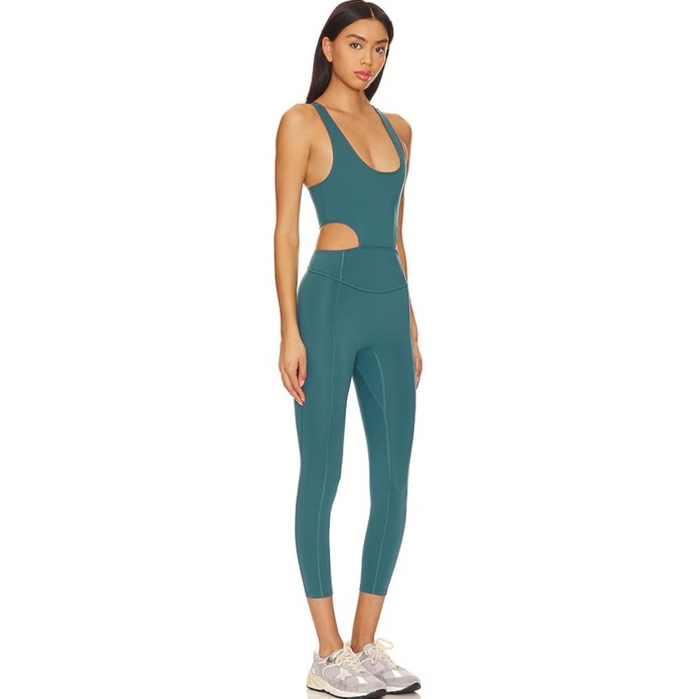 Free People Movement Back It Up Onesie Jumpsuit Blue Sleeveless Activewear Sz L